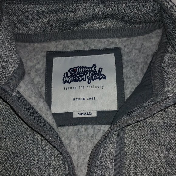 Weird Fish Winter Warm Sweatshirt Men's UK Small Gray tweed Henley 1/2 Zip Fit - Picture 2 of 7